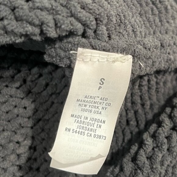 Aerie Charcoal V-Neck Sweater Hooded Size Small Women's Warm Cozy Comfy - Picture 5 of 6